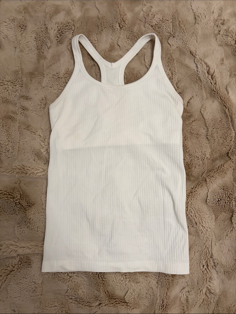 lululemon athletica White Ribbed Racerback Tank - Picture 1 of 2